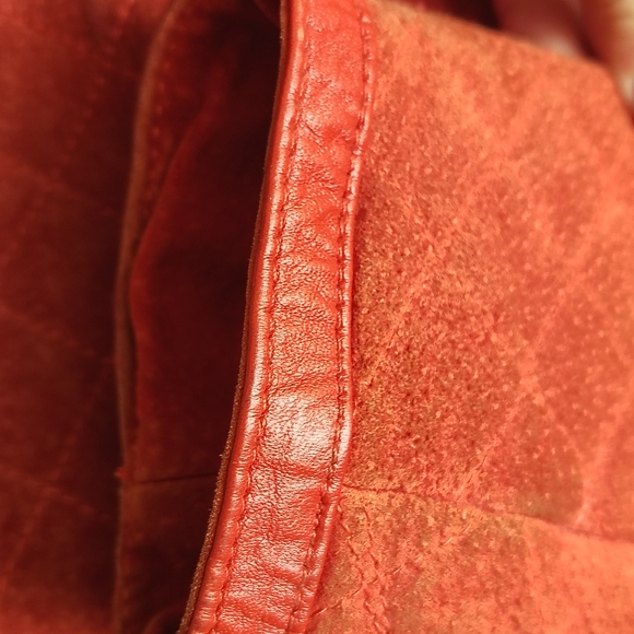 Bagatelle Suede Leather Rust Quilted Women's Blazer - Picture 6 of 13